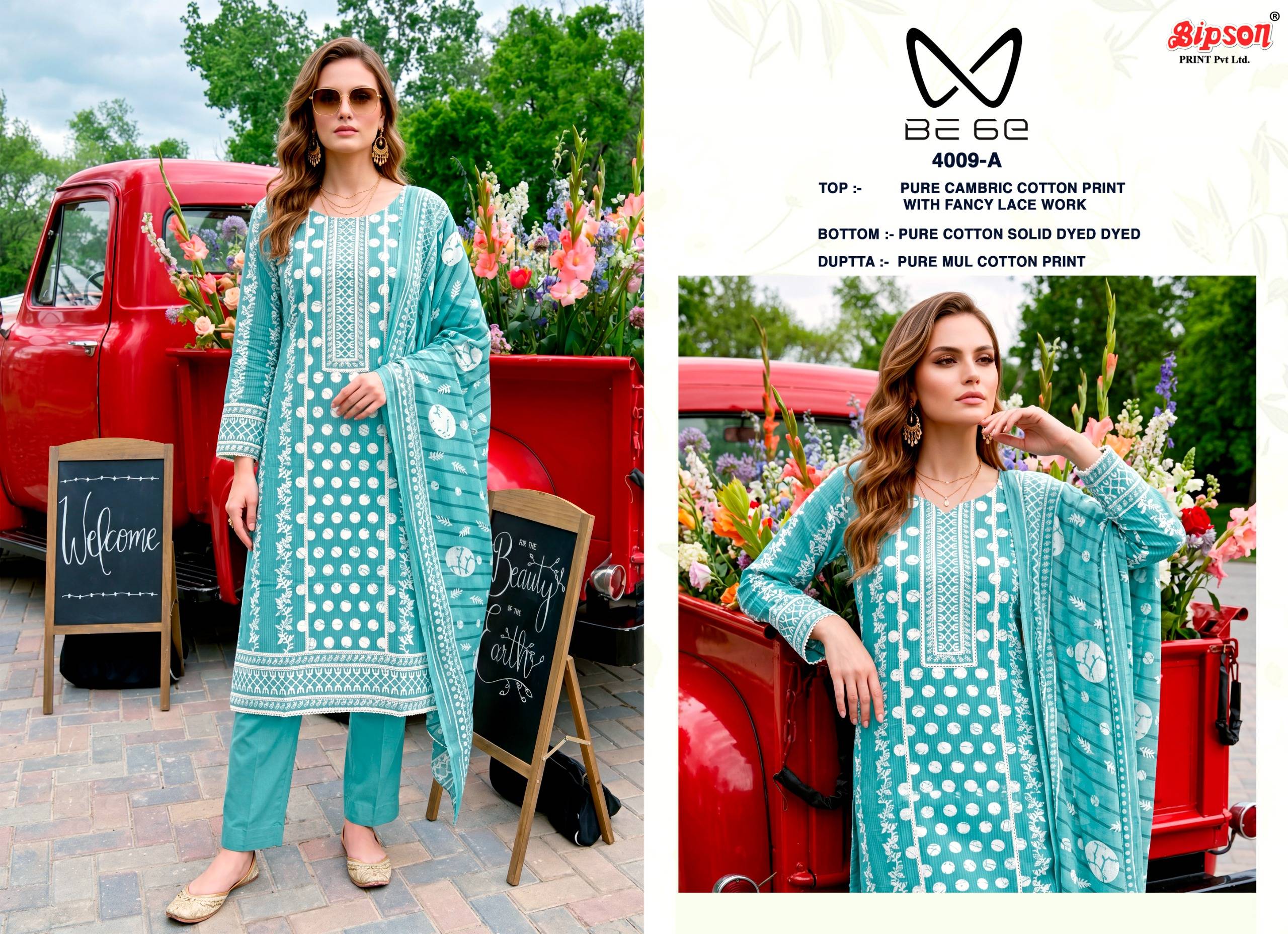 BE 6E - 4009 Series By BIPSON PRINTS Stylish Beautiful Colourful Pure Cotton Dresses At Wholesale Price